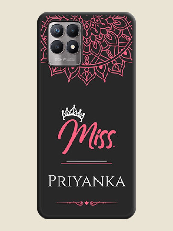 Custom Mrs Name with Floral Design on Space Black Personalized Soft Matte Phone Covers - Realme Narzo 50