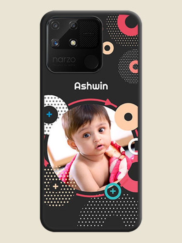 Custom Multicoloured Round Image on Personalised Space Black Soft Matte Cases - Realme Narzo 50A