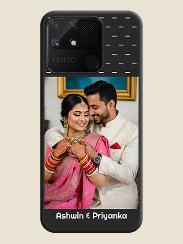 Custom Line Pattern Design with Text on Space Black Custom Soft Matte Phone Back Cover - Realme Narzo 50A