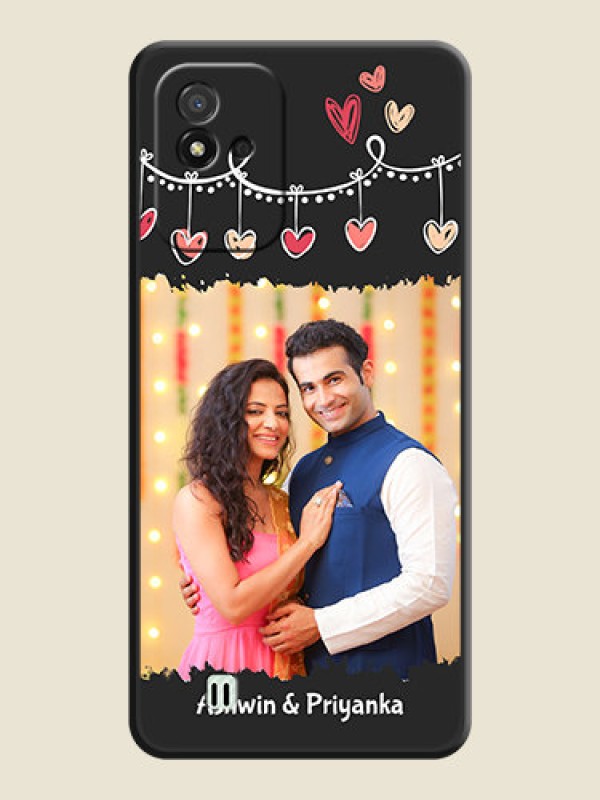 Custom Pink Love Hangings with Name on Space Black Custom Soft Matte Phone Cases - Realme Narzo 50i