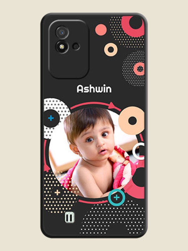 Custom Multicoloured Round Image on Personalised Space Black Soft Matte Cases - Realme Narzo 50i