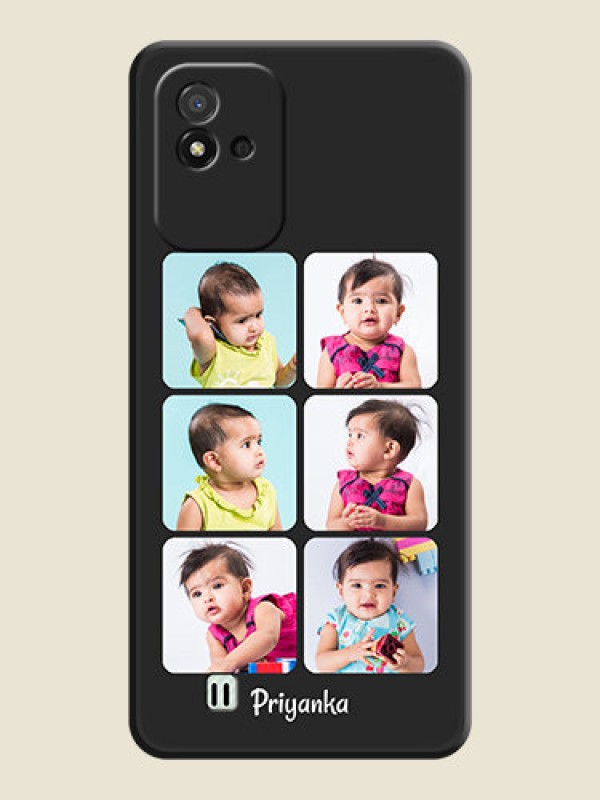 Custom Floral Art with 6 Image Holder on Photo on Space Black Soft Matte Mobile Case - Realme Narzo 50i