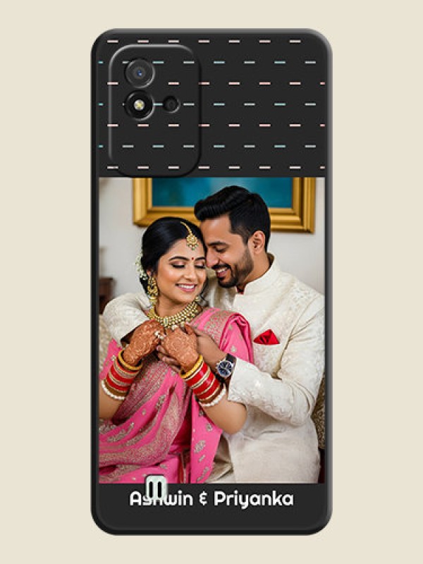 Custom Line Pattern Design with Text on Space Black Custom Soft Matte Phone Back Cover - Realme Narzo 50i