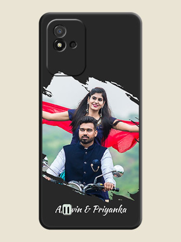 Custom Grunge Brush Strokes on Photo on Space Black Soft Matte Back Cover - Realme Narzo 50i