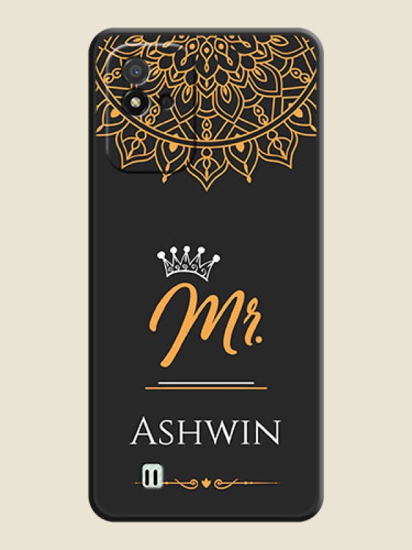 Custom Mr Name with Floral Design  on Personalised Space Black Soft Matte Cases - Realme Narzo 50i