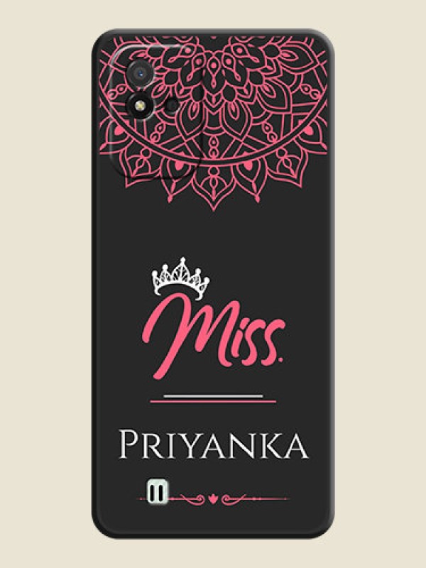 Custom Mrs Name with Floral Design on Space Black Personalized Soft Matte Phone Covers - Realme Narzo 50i