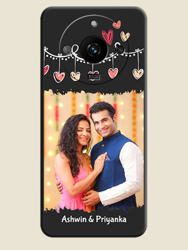 Custom Pink Love Hangings with Name on Space Black Custom Soft Matte Phone Cases - Realme Narzo 60 5G