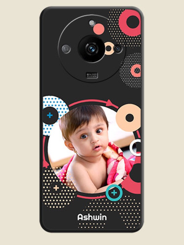 Custom Multicoloured Round Image on Personalised Space Black Soft Matte Cases - Realme Narzo 60 5G