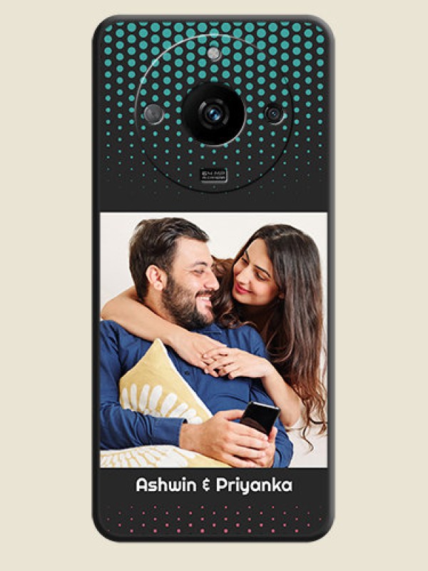 Custom Faded Dots with Grunge Photo Frame and Text on Space Black Custom Soft Matte Phone Cases - Realme Narzo 60 5G