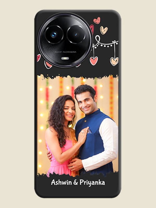 Custom Pink Love Hangings with Name On Space Black Custom Soft Matte Mobile Back Cover - Narzo 60X 5G