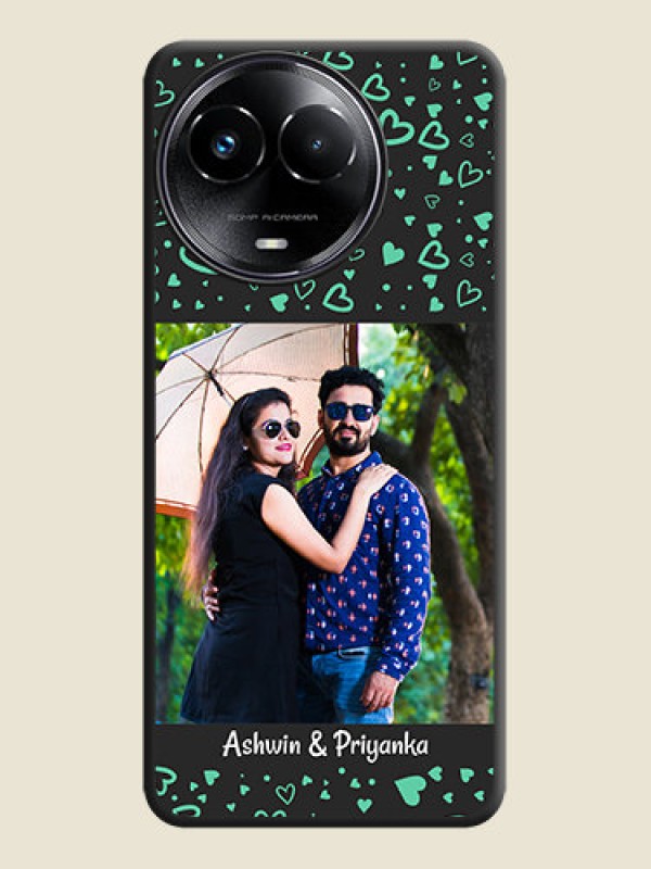 Custom Sea Green Indefinite Love Pattern on Photo On Space Black Custom Soft Matte Mobile Back Cover - Narzo 60X 5G