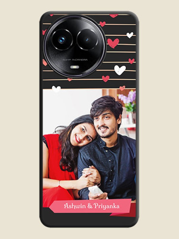 Custom Love Pattern with Name on Pink Ribbon  on Photo On Space Black Custom Soft Matte Mobile Back Cover - Narzo 60X 5G