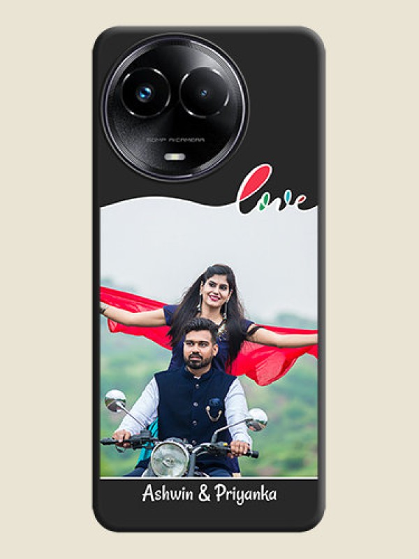 Custom Fall in Love Pattern with Picture on Photo On Space Black Custom Soft Matte Mobile Back Cover - Narzo 60X 5G