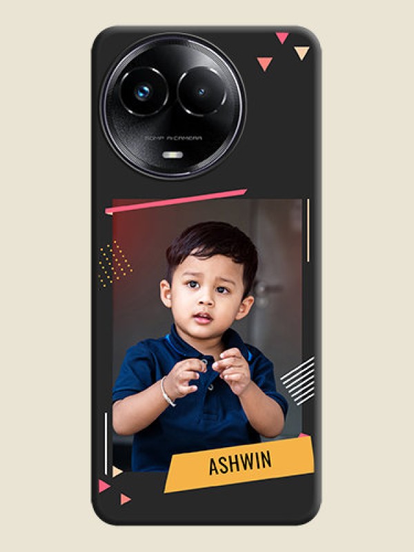 Custom Photo Frame with Triangle Small Dots on Photo On Space Black Custom Soft Matte Mobile Back Cover - Narzo 60X 5G