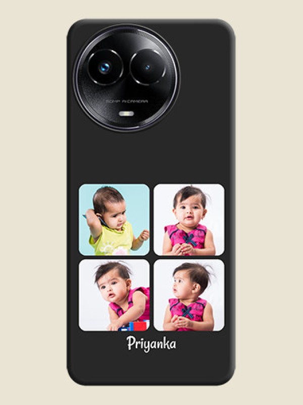 Custom Floral Art with 6 Image Holder on Photo On Space Black Custom Soft Matte Mobile Back Cover - Narzo 60X 5G