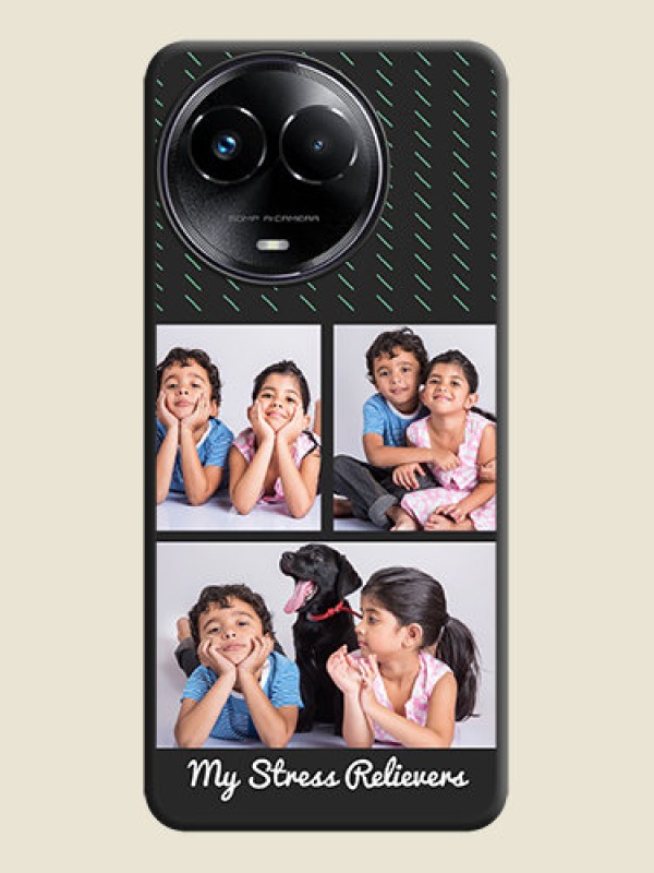 Custom Cross Dotted Pattern with 2 Image Holder On Space Black Custom Soft Matte Mobile Back Cover - Narzo 60X 5G