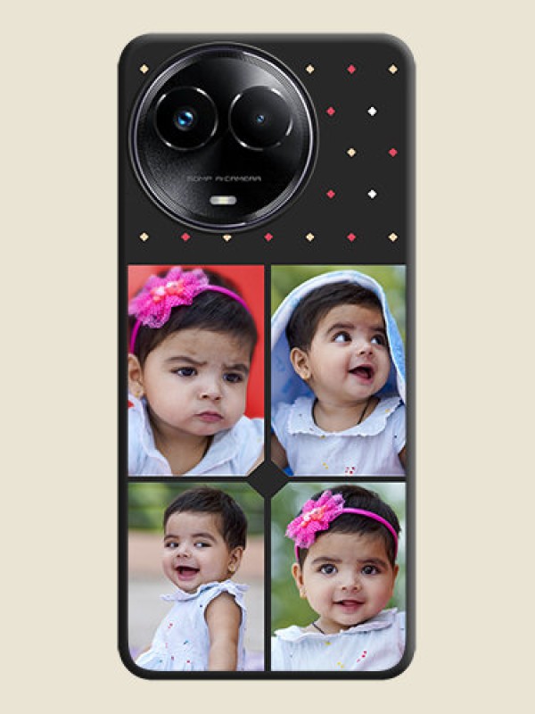 Custom Multicolor Dotted Pattern with 4 Image Holder On Space Black Custom Soft Matte Mobile Back Cover - Narzo 60X 5G