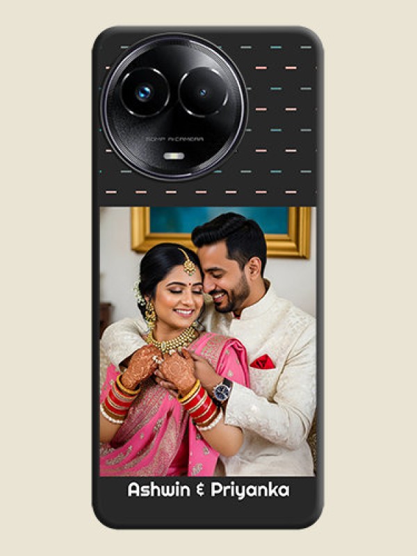 Custom Line Pattern Design with Text On Space Black Custom Soft Matte Mobile Back Cover - Narzo 60X 5G