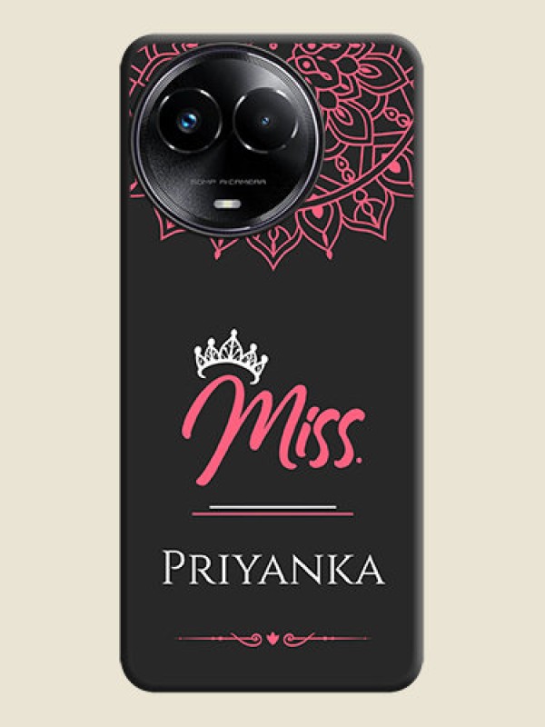 Custom Mrs Name with Floral Design On Space Black Custom Soft Matte Mobile Back Cover - Narzo 60X 5G