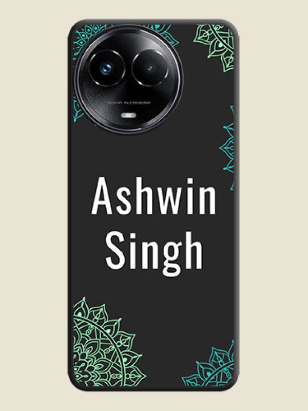 Custom Your Name with Floral Design On Space Black Custom Soft Matte Mobile Back Cover - Narzo 60X 5G