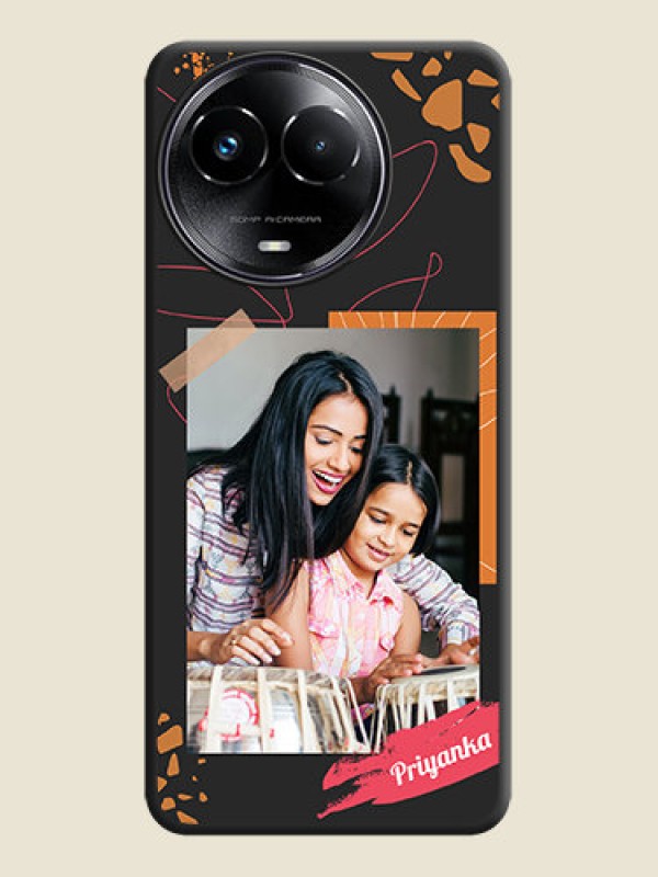 Custom Orange Photo Frame On Space Black Custom Soft Matte Mobile Back Cover - Narzo 60X 5G