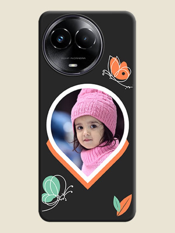 Custom Upload Pic With Simple Butterly Design On Space Black Custom Soft Matte Mobile Back Cover - Narzo 60X 5G