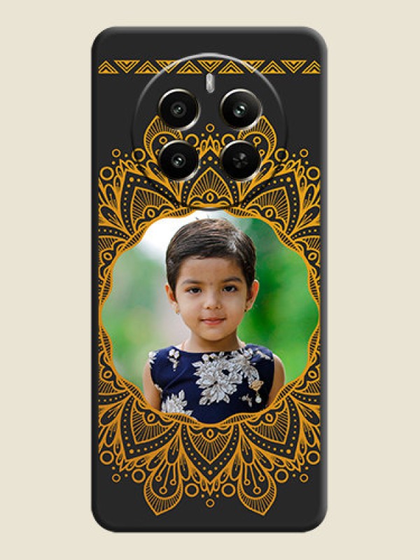 Custom Round Image with Floral Design - Photo on Space Black Soft Matte Mobile Cover - Narzo 70 Pro 5G