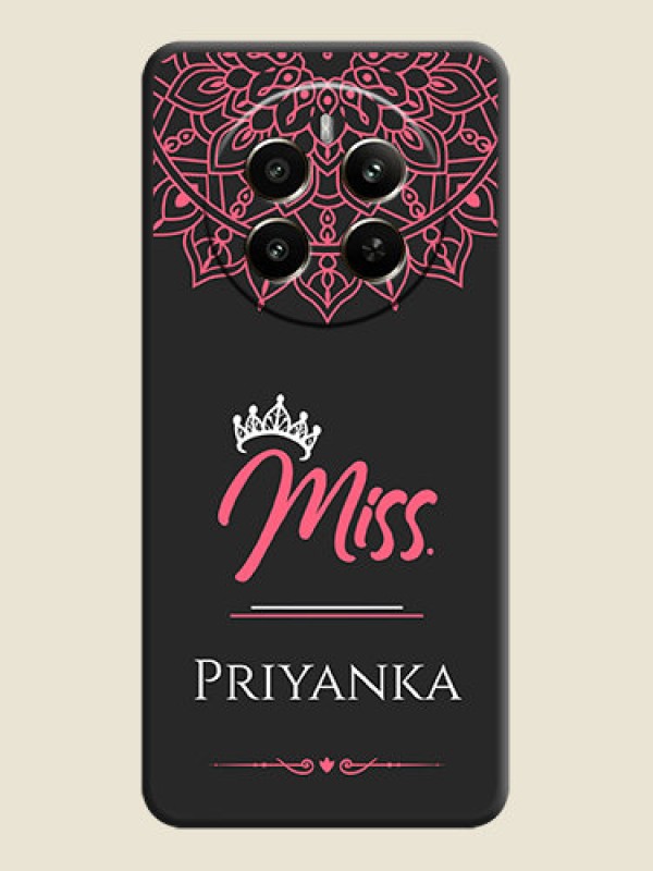 Custom Mrs Name with Floral Design on Space Black Personalized Soft Matte Phone Covers - Narzo 70 Pro 5G