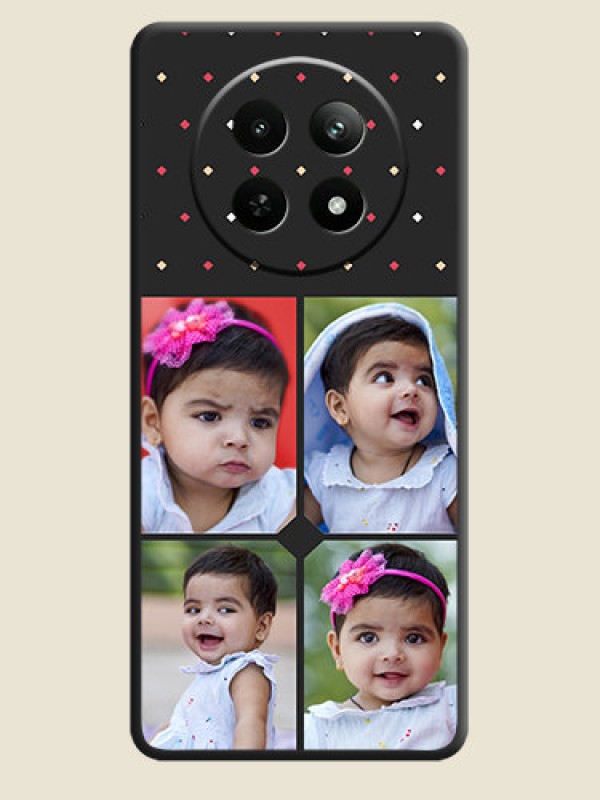 Custom Multicolor Dotted Pattern with 4 Image Holder on Space Black Custom Soft Matte Phone Cases - Realme Narzo 70X 5G