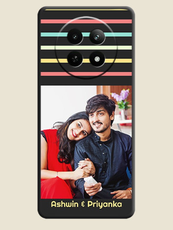 Custom Color Stripes with Photo and Text - Photo on Space Black Soft Matte Mobile Case - Realme Narzo 70X 5G