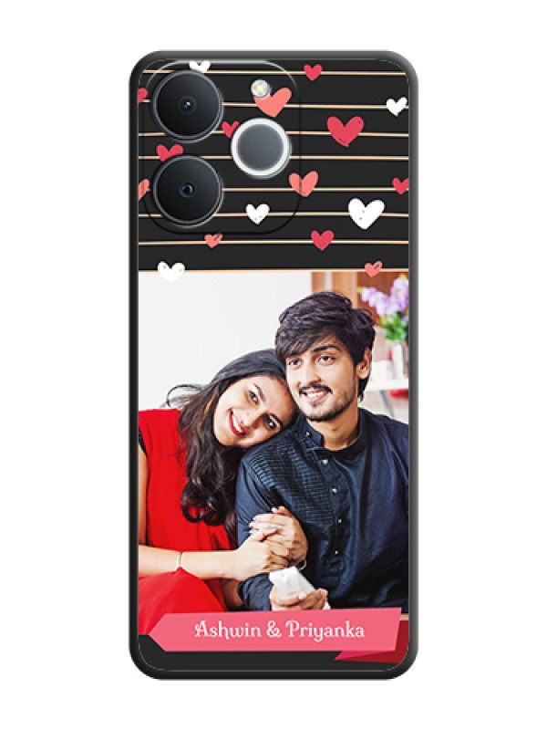 Custom Love Pattern with Name on Pink Ribbon on Photo On Space Black Custom Soft Matte Mobile Back Cover - Realme Narzo 80 Lite 4G