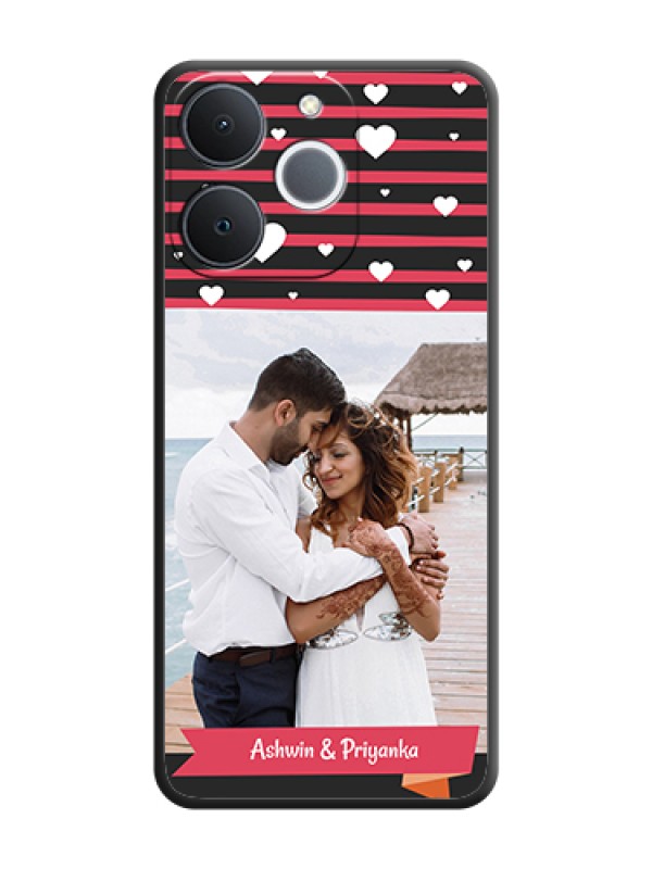 Custom White Color Love Symbols with Pink Lines Pattern On Space Black Custom Soft Matte Mobile Back Cover - Realme Narzo 80 Lite 4G