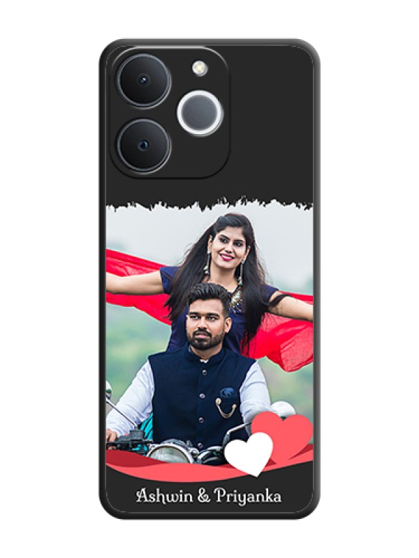 Custom Pin Color Love Shaped Ribbon Design with Text On Space Black Custom Soft Matte Mobile Back Cover - Realme Narzo 80 Lite 4G