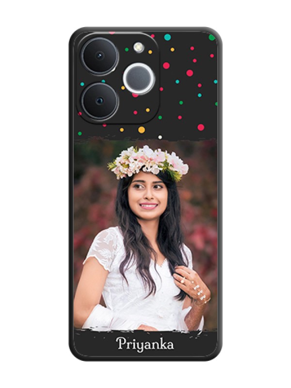 Custom Multicolor Dotted Pattern with Text On Space Black Custom Soft Matte Mobile Back Cover - Realme Narzo 80 Lite 4G