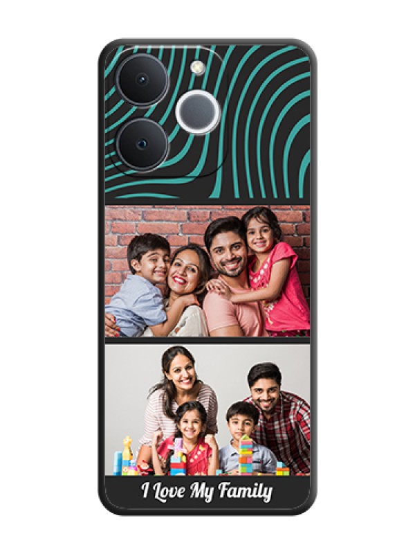Custom Wave Pattern with 2 Image Holder On Space Black Custom Soft Matte Mobile Back Cover - Realme Narzo 80 Lite 4G