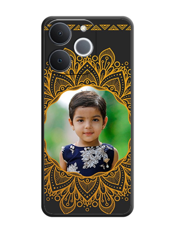 Custom Round Image with Floral Design On Space Black Custom Soft Matte Mobile Back Cover - Realme Narzo 80 Lite 4G