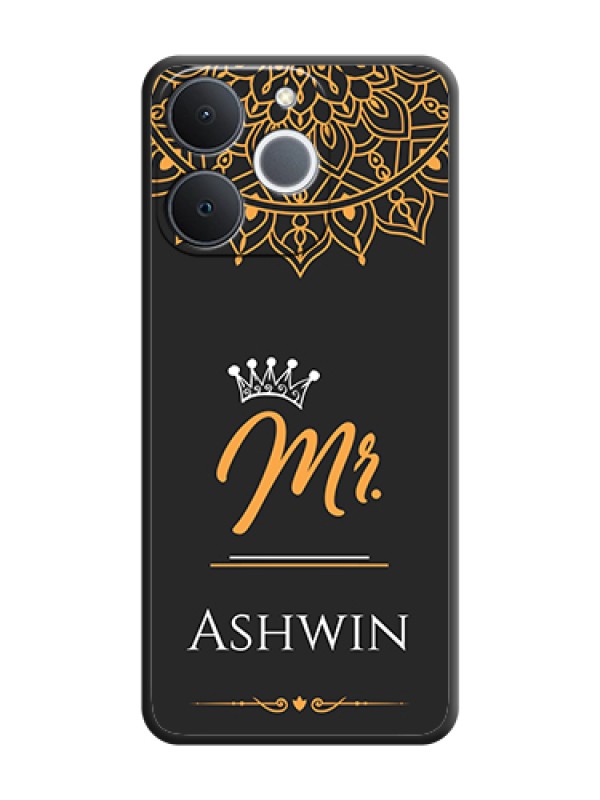 Custom Mr Name with Floral Design On Space Black Custom Soft Matte Mobile Back Cover - Realme Narzo 80 Lite 4G