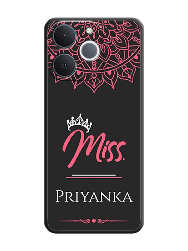 Custom Mrs Name with Floral Design On Space Black Custom Soft Matte Mobile Back Cover - Realme Narzo 80 Lite 4G