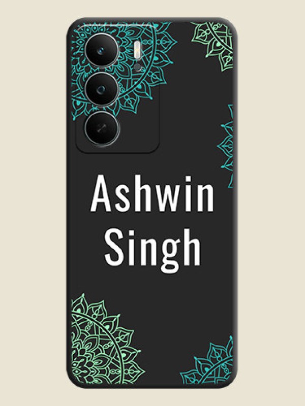 Custom Your Name with Floral Design On Space Black Custom Soft Matte Mobile Back Cover - Narzo 80 Lite