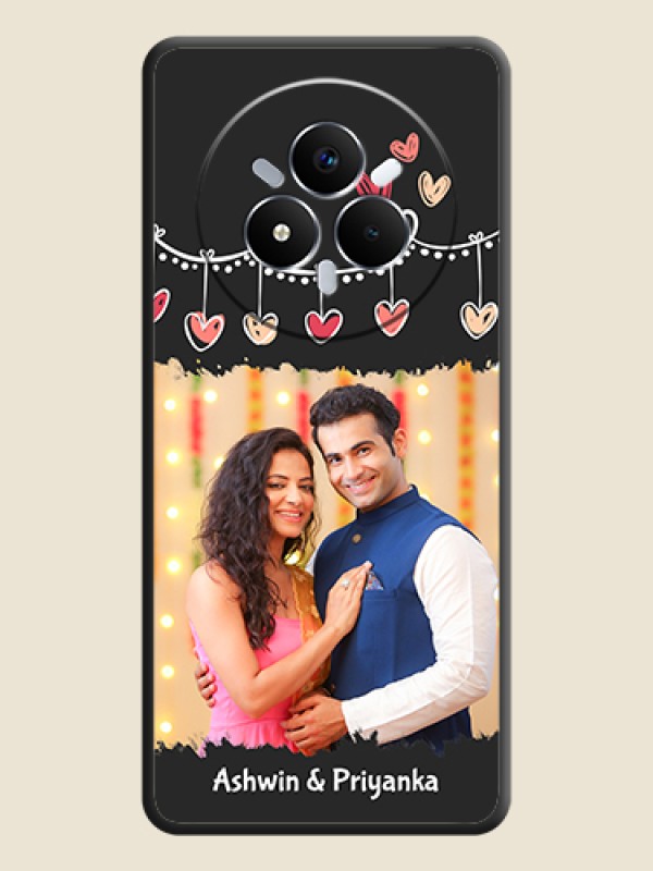 Custom Pink Love Hangings with Name On Space Black Custom Soft Matte Mobile Back Cover - Realme Narzo 80 Pro 5G