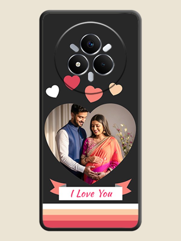 Custom Love Shaped Photo with Colorful Stripes On Space Black Custom Soft Matte Mobile Back Cover - Realme Narzo 80 Pro 5G