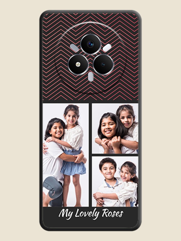 Custom Wave Pattern with 3 Image Holder On Space Black Custom Soft Matte Mobile Back Cover - Realme Narzo 80 Pro 5G