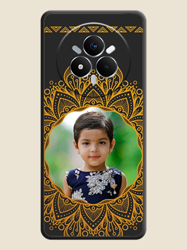 Custom Round Image with Floral Design On Space Black Custom Soft Matte Mobile Back Cover - Realme Narzo 80 Pro 5G