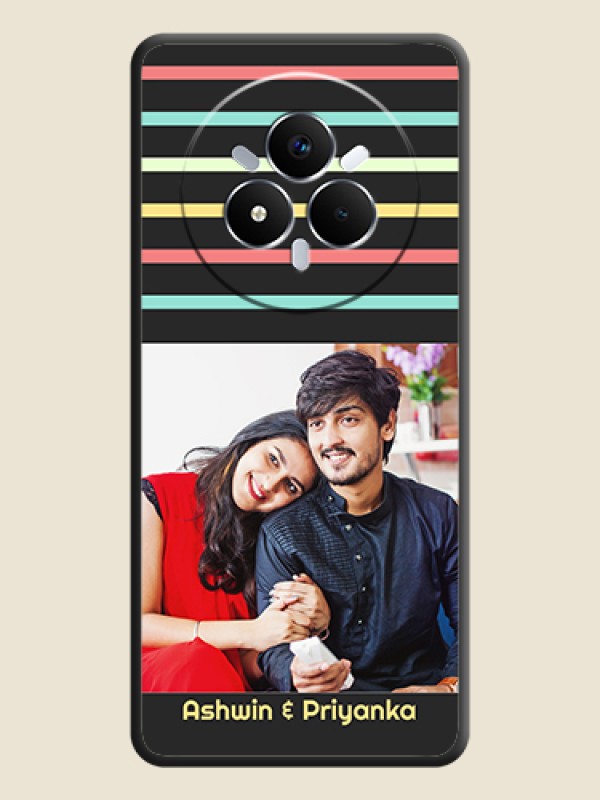 Custom Color Stripes with Photo and Text on Photo On Space Black Custom Soft Matte Mobile Back Cover - Realme Narzo 80 Pro 5G