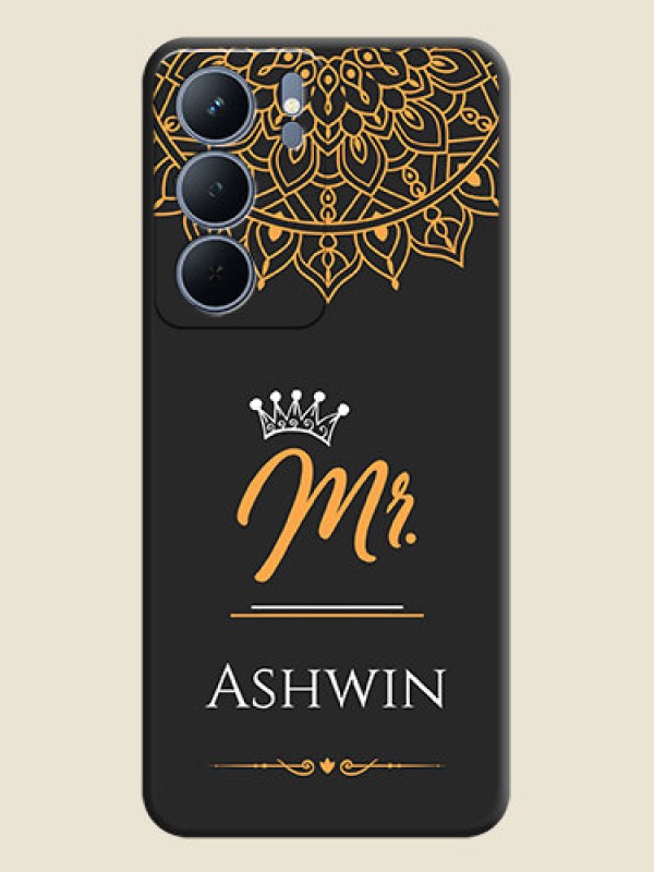 Custom Mr Name with Floral Design On Space Black Custom Soft Matte Mobile Back Cover - Narzo 80x 5G