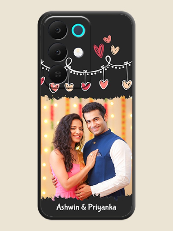 Custom Pink Love Hangings with Name On Space Black Custom Soft Matte Mobile Back Cover - Realme Narzo 90 5G