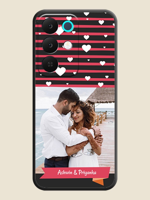 Custom White Color Love Symbols with Pink Lines Pattern On Space Black Custom Soft Matte Mobile Back Cover - Realme Narzo 90 5G