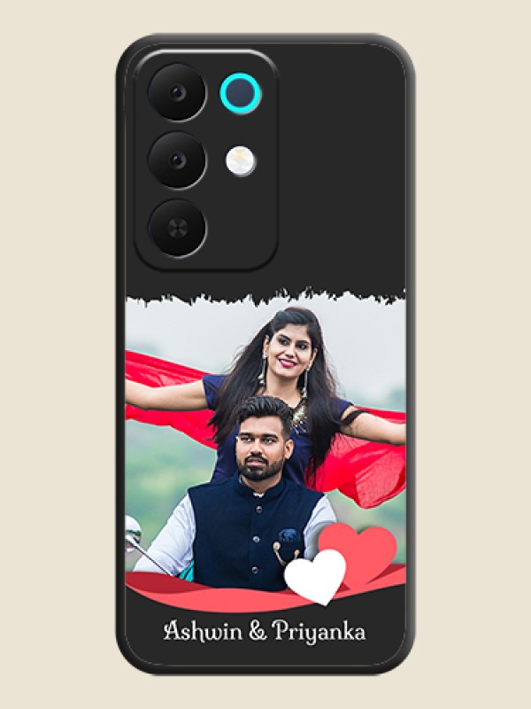 Custom Pin Color Love Shaped Ribbon Design with Text On Space Black Custom Soft Matte Mobile Back Cover - Realme Narzo 90 5G