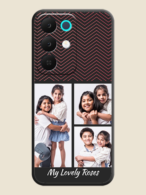 Custom Wave Pattern with 3 Image Holder On Space Black Custom Soft Matte Mobile Back Cover - Realme Narzo 90 5G