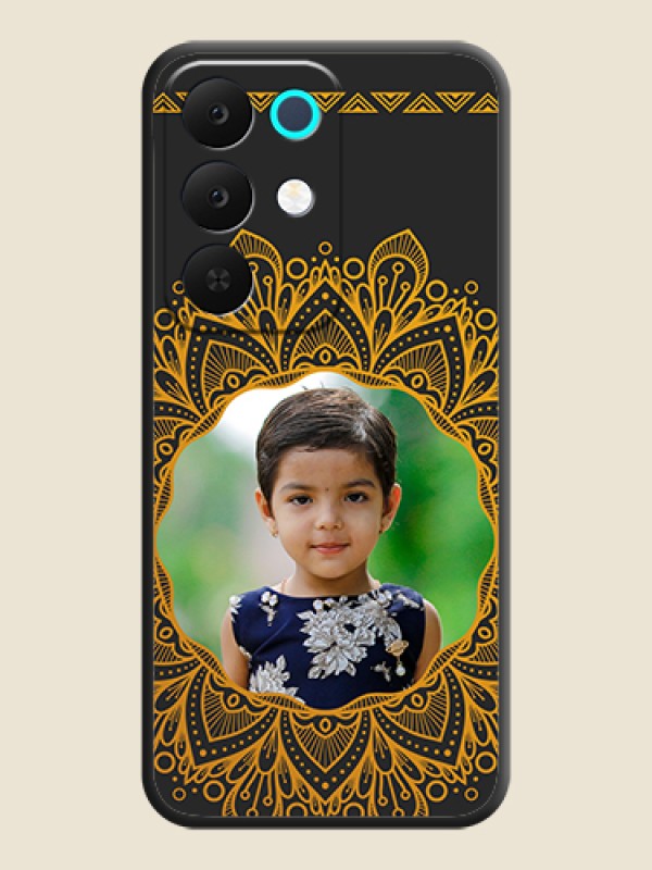 Custom Round Image with Floral Design On Space Black Custom Soft Matte Mobile Back Cover - Realme Narzo 90 5G